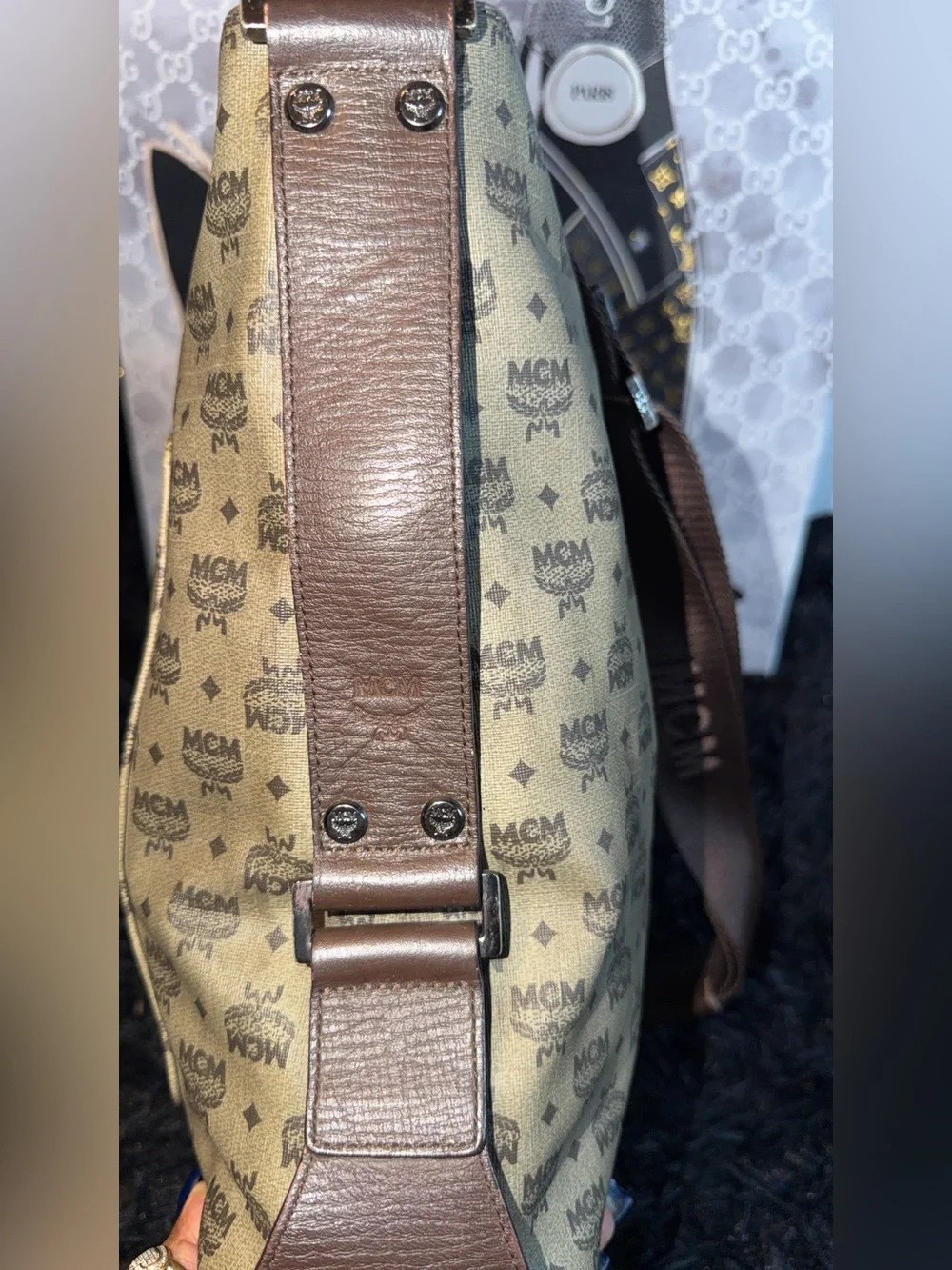 MCM Messanger Brown Logo Crossbody Bag